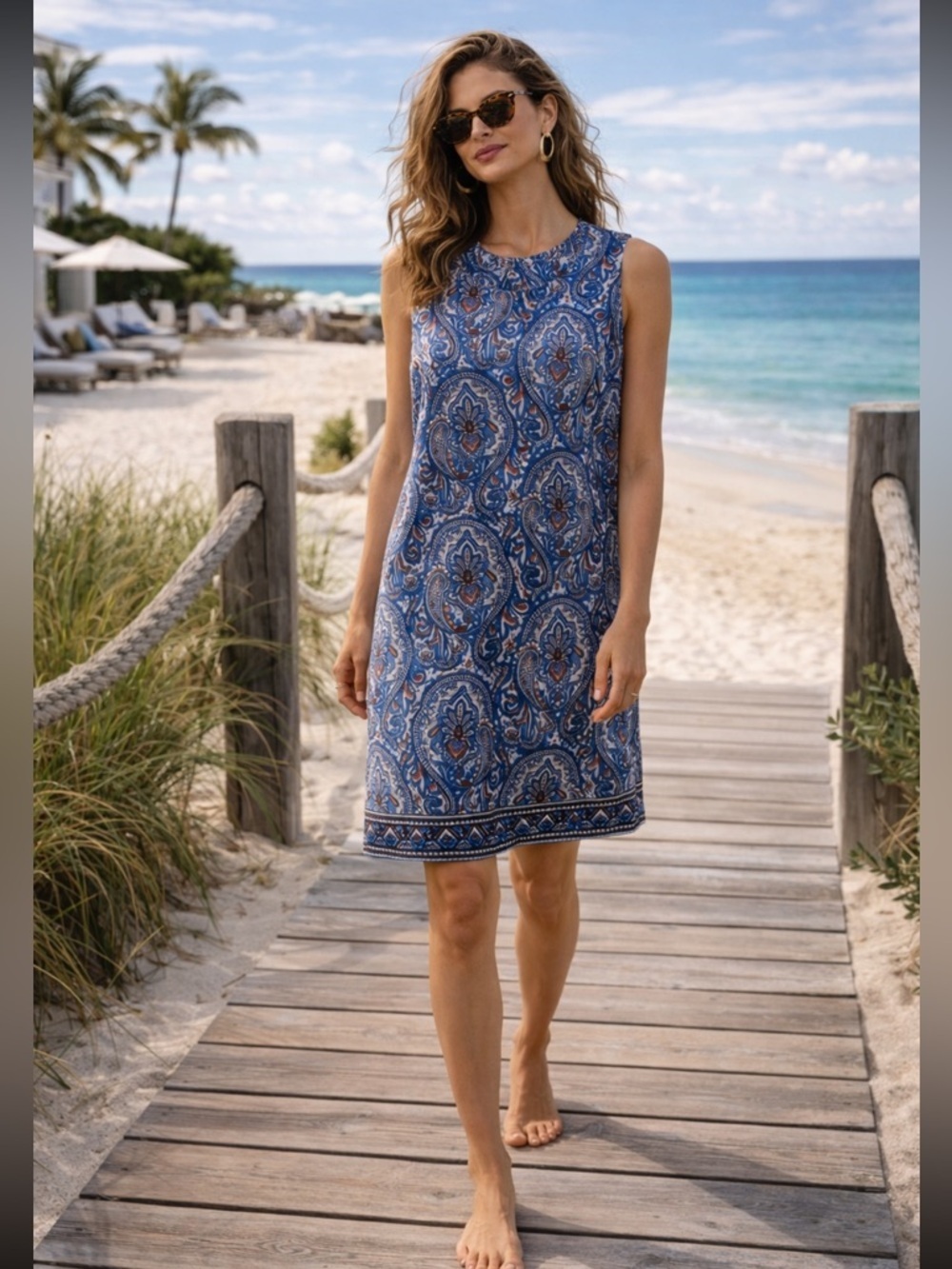 Talbots - Paisley Print Sleeveless Dress - Size XL p